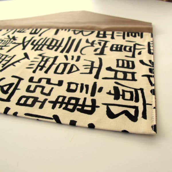 Rakusu pouch black kanji on tan