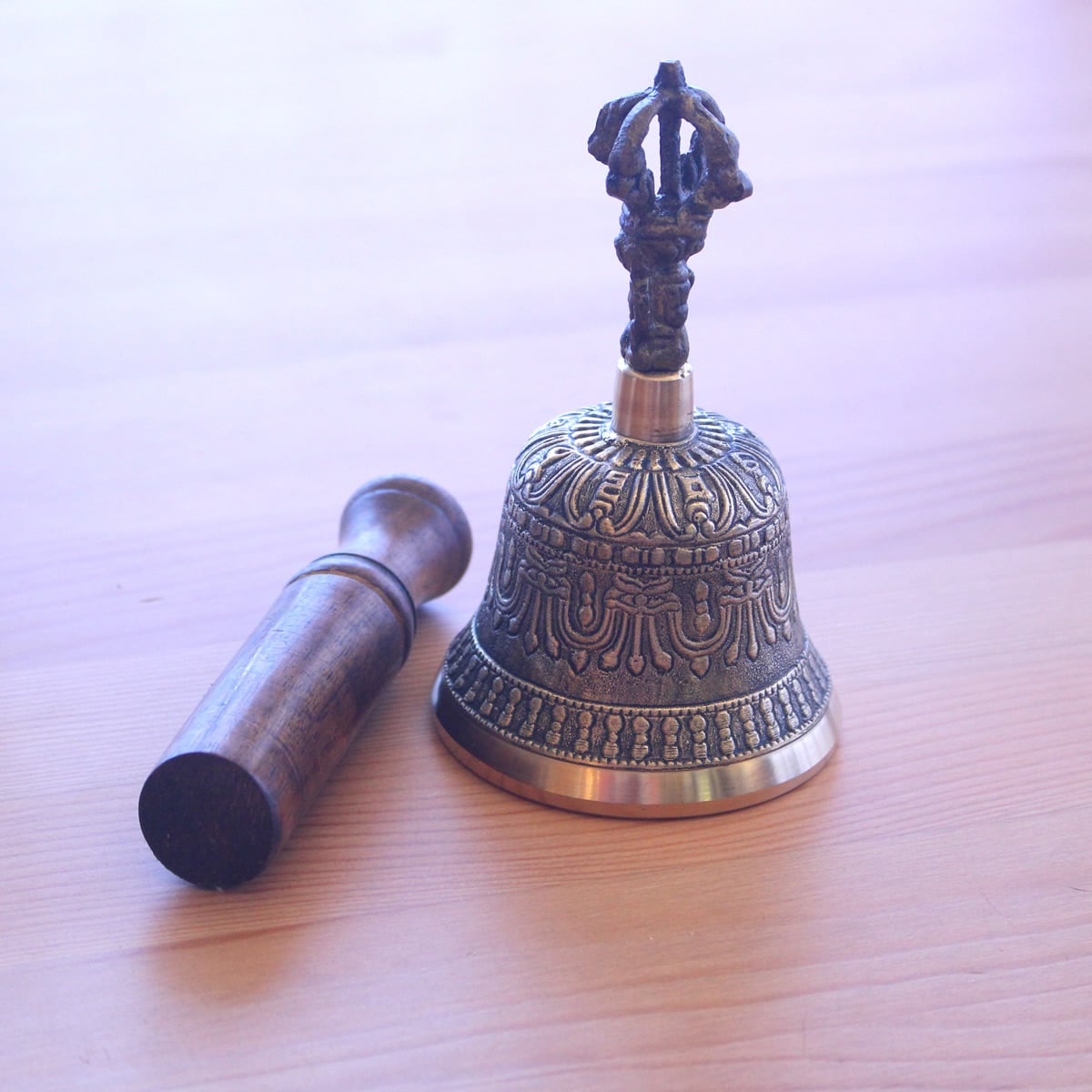 Brass altar bell Vintage meditation bell Tibetan hand bell Buddhist gift
