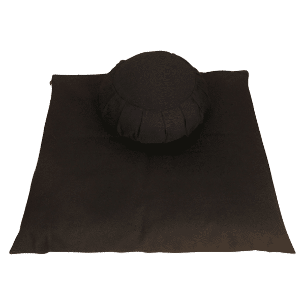 Black zafu and zabuton meditation cushion set, 100% cotton fabric, Zen.
