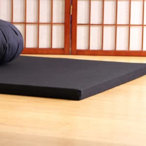 Black folding foam zabuton meditation cushion with zafu