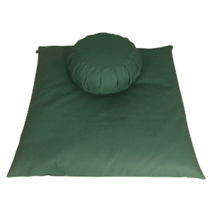 Forest Green meditation cushion set with zafu and zabuton, great for home meditation space