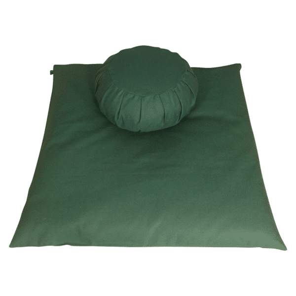 Forest Green meditation cushion set with zafu and zabuton, great for home meditation space