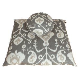 Grey Ikat Meditation cushion set with two meditation cushions, zafu and zabuton