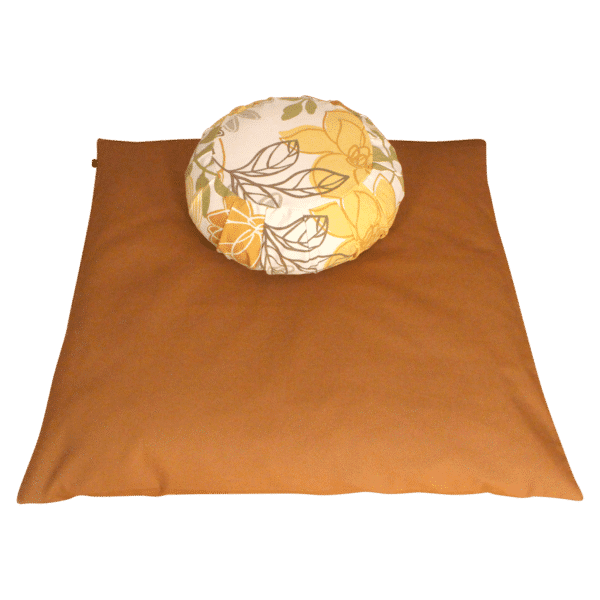 Lotus and chestnut Meditation cushion set with two meditation cushions, zafu and zabuton