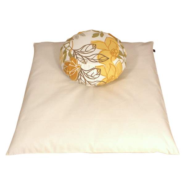 Lotus and natural Meditation cushion set with two meditation cushions, zafu and zabuton