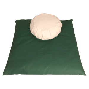 Natural and forest green Meditation cushion set with two meditation cushions, zafu and zabuton