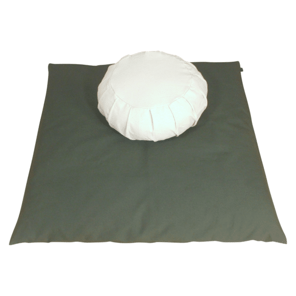 Meditation cushion set with two meditation cushions, zafu and zabuton in Natural and Spruce