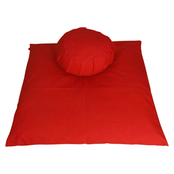 Red Meditation cushion set with two meditation cushions, zafu and zabuton