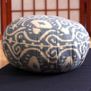 Bali Blue round zafu meditation cushion, fun pattern