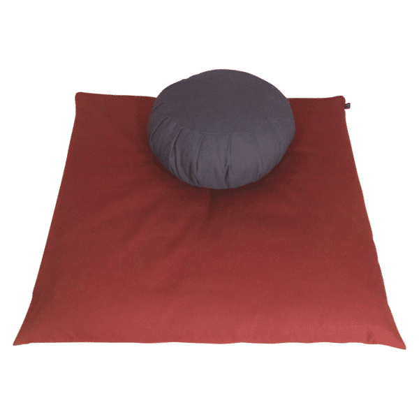 Slate and burgundy Meditation cushion set with two meditation cushions, zafu and zabuton