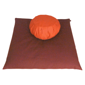 Terra Cotta and Burgundy Meditation cushion Set, with zafu and zabuton
