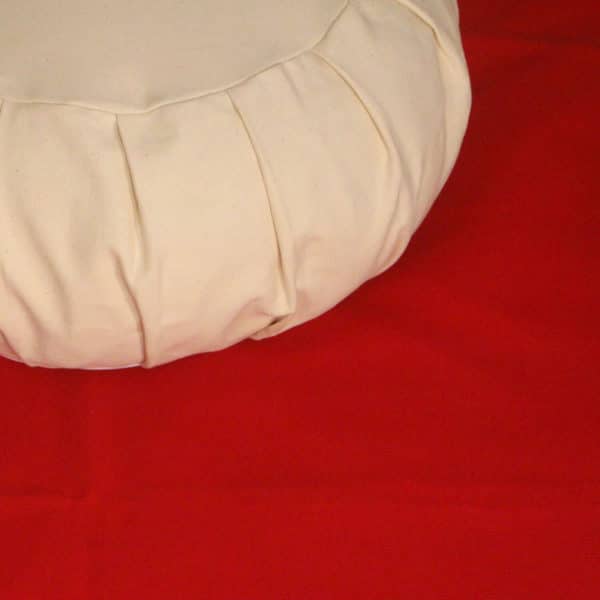 Natural and Red meditation cushion set, meditation set with zafu and zabuton, close up