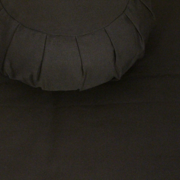 Close up black meditation cushion set, meditation set with zafu and zabuton
