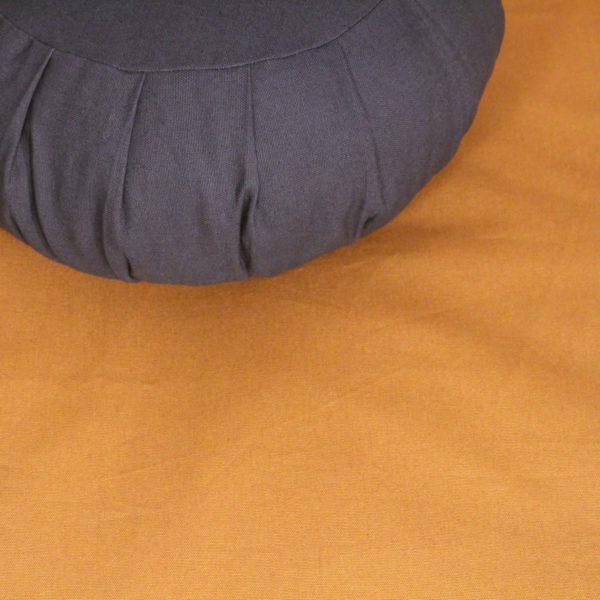 Close up Slate blue zafu and Chestnut zabuton Meditation cushion Set