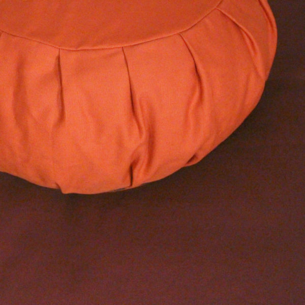 Terra Cotta zafu and Burgundy Meditation cushion set, close up