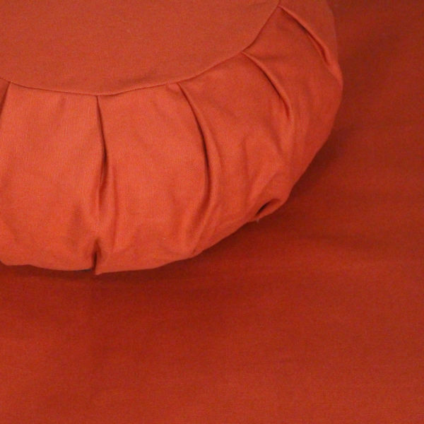 Terra Cotta zafu and zabuton Meditation cushion set, close up