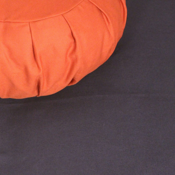 Terra Cotta zafu and Slate Blue zabuton Meditation cushion set, close up