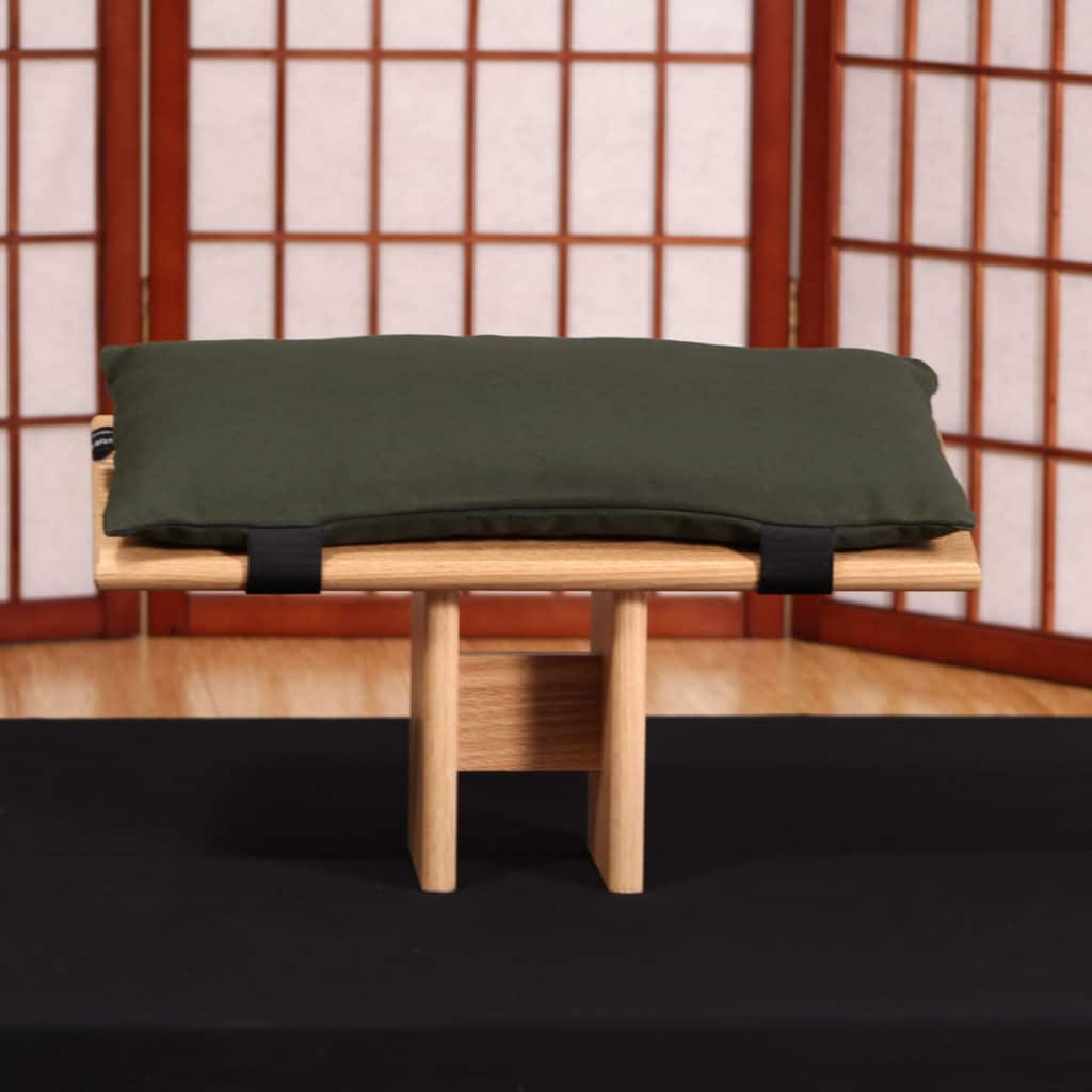 Center meditation bench with sage bench cushion