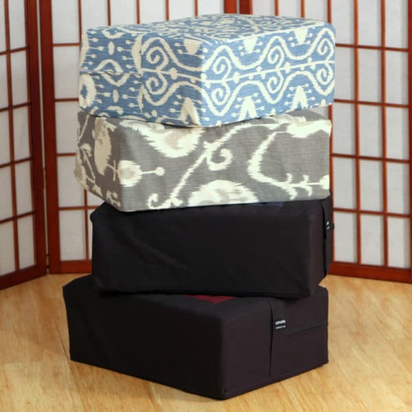 Stacked Tibetan Seats foam firm meditation cushions in gomden style rectangle