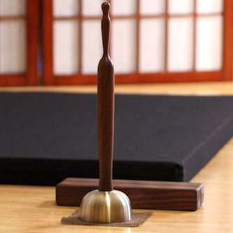 Handcrafted Inkin meditation bell in Zen meditation space