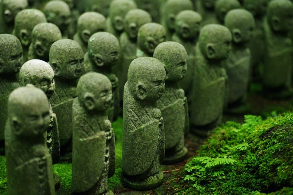 Stone Jizo Statues in japan