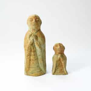 Wabi-sabi jizo statue handmade from cement